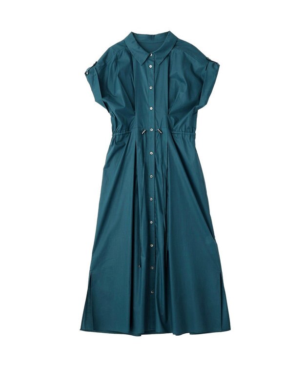 YECCA VECCA 【ORGABITS】タックシャツワンピース Blue Green
