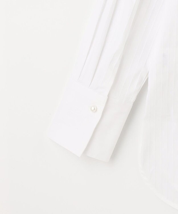 J.PRESS LADIES S 【洗える】ドビーストレッチ バンドカラー ブラウス ホワイト系