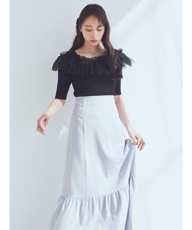 earth music&ecology デコルテチュールニットプルオーバー Black