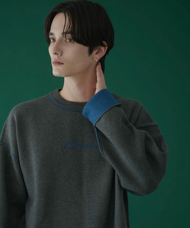 WEGO アウトリンキングニットプルオーバー ダークグレー