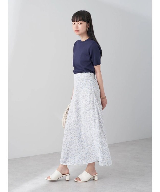 earth music&ecology フラワープリントフレアスカート Off White