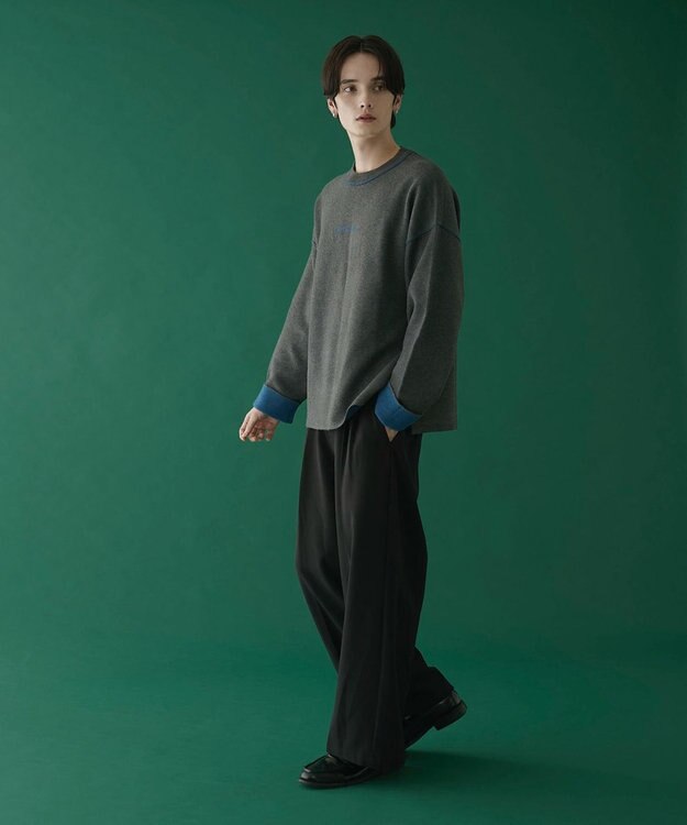 WEGO アウトリンキングニットプルオーバー ダークグレー