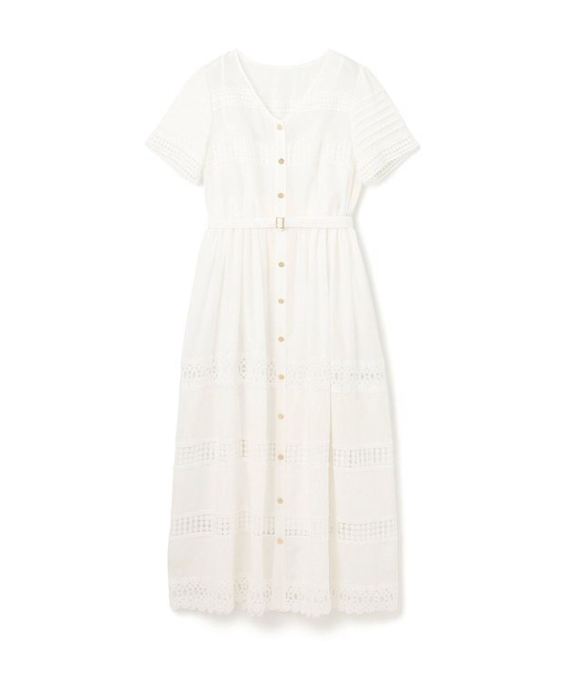 GRACE CONTINENTAL レース切替フレアワンピース ホワイト