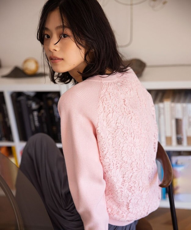 組曲 【選べる8色展開・春まで使える！】バックレースカラー ニット ピンク系