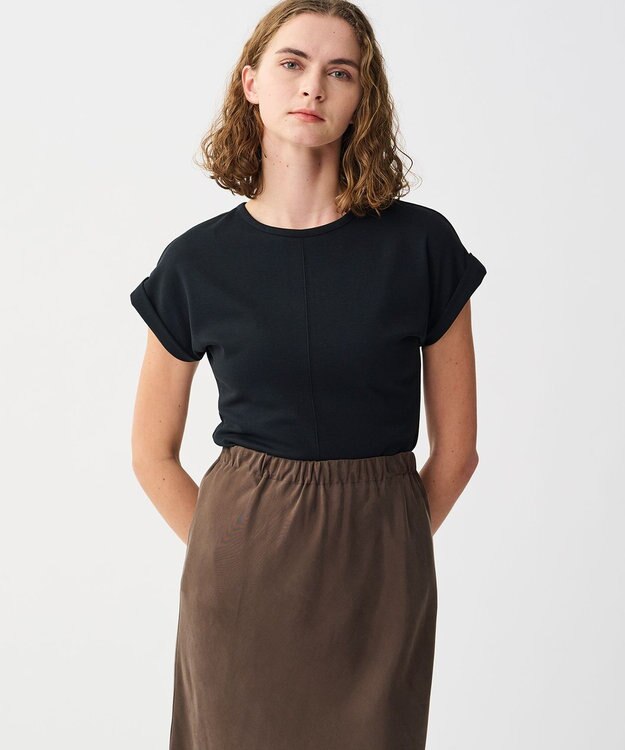 uncrave ダブルフェイスジャージー 2WAYスリットトップス ブラック