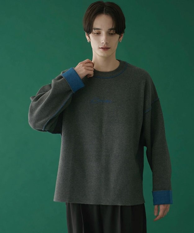 WEGO アウトリンキングニットプルオーバー ダークグレー