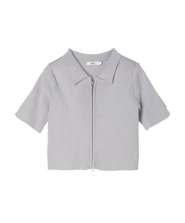 earth music&ecology 衿付きダブルＺＩＰカーディガン Light Gray