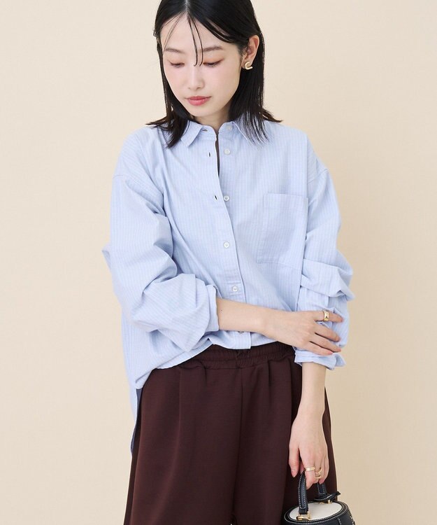 AMERICAN HOLIC オックスベーシックシャツ Stripe Blue