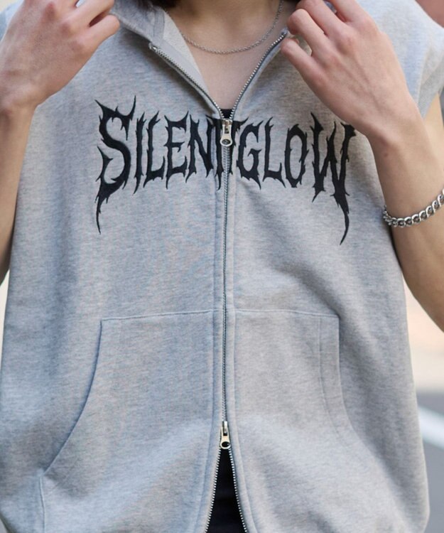 WEGO ノースリZIPパーカー 杢グレー