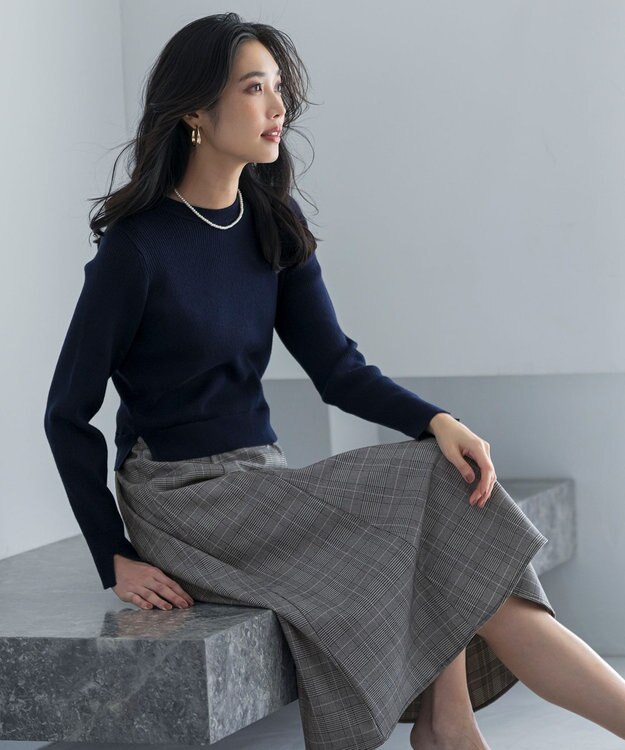 ANY SIS S ドッキングニット ワンピース ネイビー