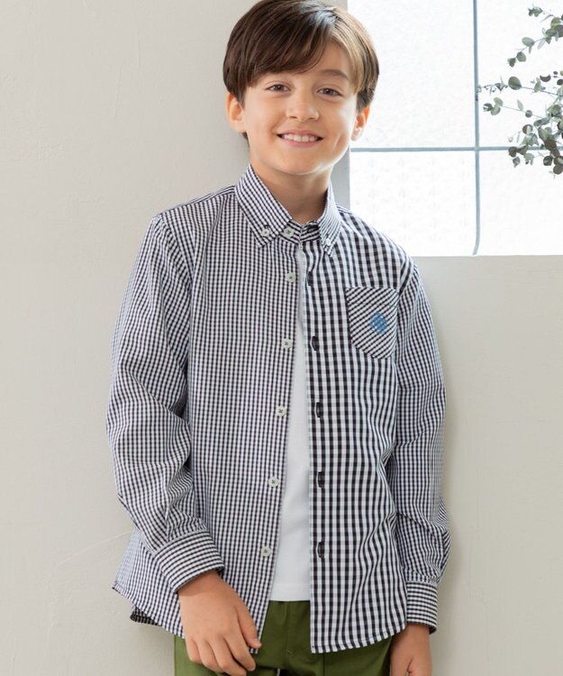 J.PRESS KIDS 【110-130cm】ギンガムチェック シャツ ブラック系3