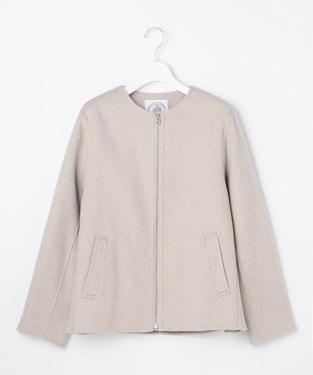 J.PRESS LADIES L ウールナイロンリバー ノーカラー コート ベージュ系