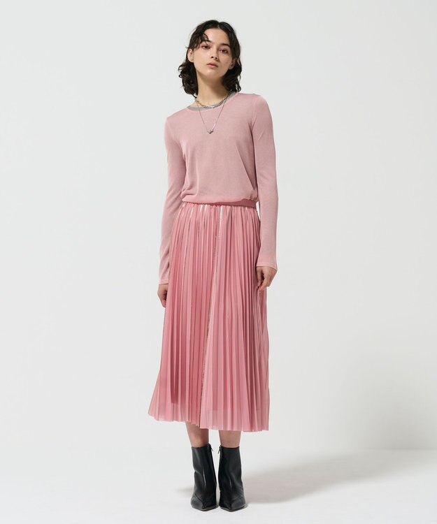 GRACE CONTINENTAL フォイルラインプリーツスカート ピンク