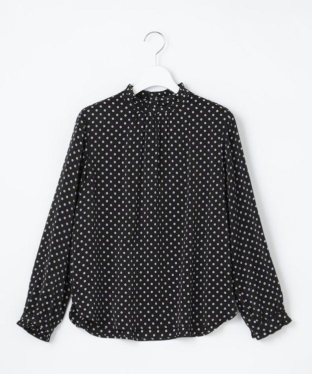 J.PRESS LADIES S 【洗える】ピーチサテン 幾何プリント ブラウス ネイビー系5