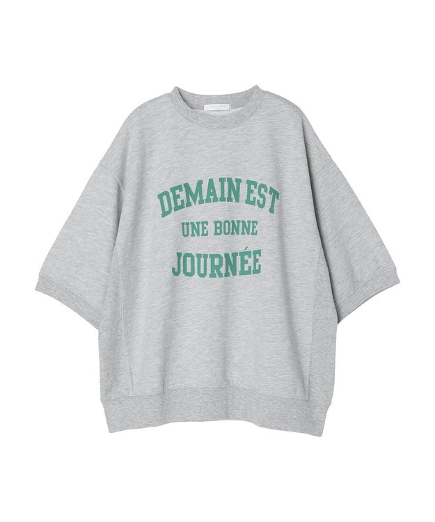 Green Parks ７分袖ロゴ裏毛プルオーバー Gray Mixture