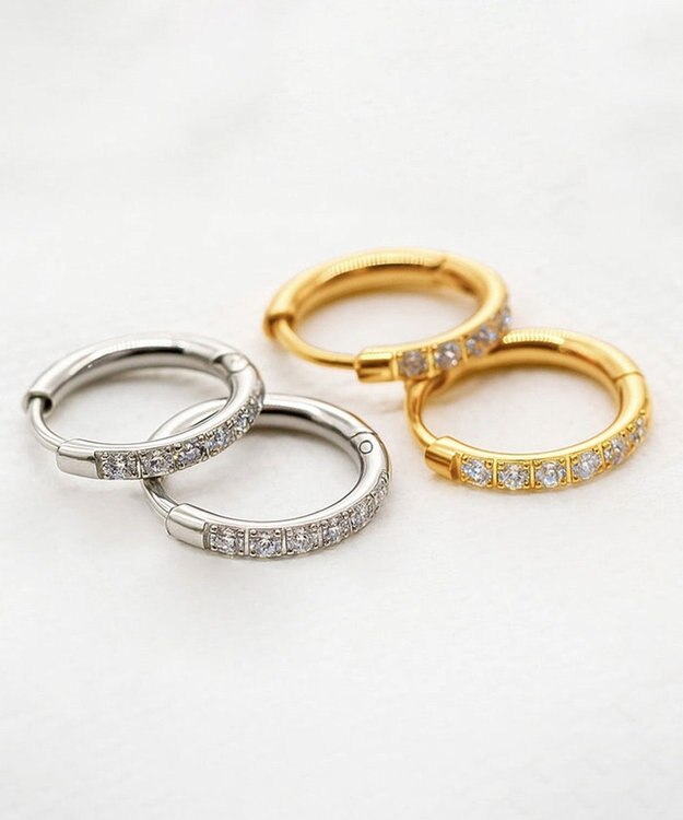 blancotokyo 【金属アレルギー対応】ジルコニアフープピアス CLARA ゴールド