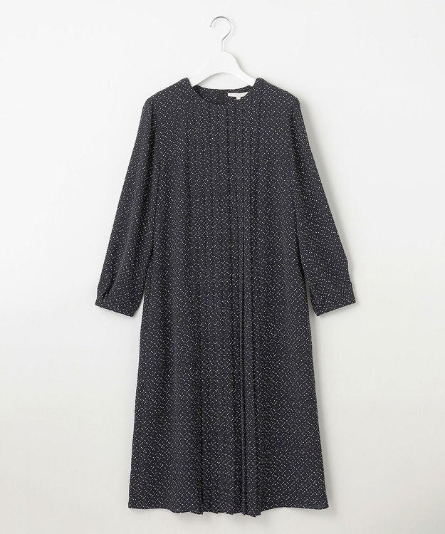 自由区 L 【19号サイズまで展開】ライトサテン ワンピース ブラック×ベージュ