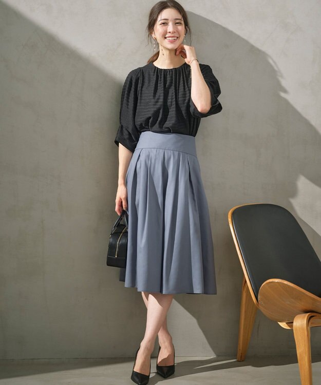 組曲 タックフレアカラースカート ブルーグレー系