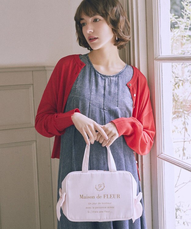 Maison de FLEUR 【保冷機能付き】サテンサイドリボン保冷バッグ Pink