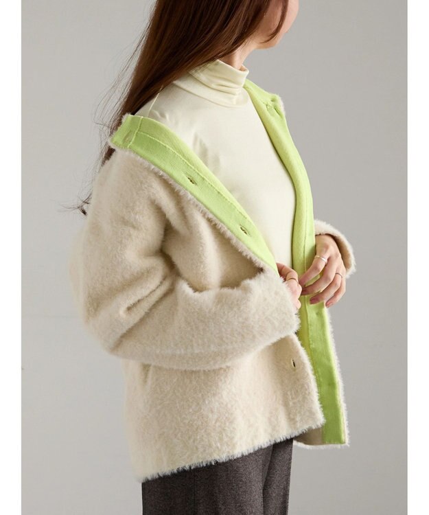 Te chichi ダブルフェイスフェザーカーディガン オフホワイト