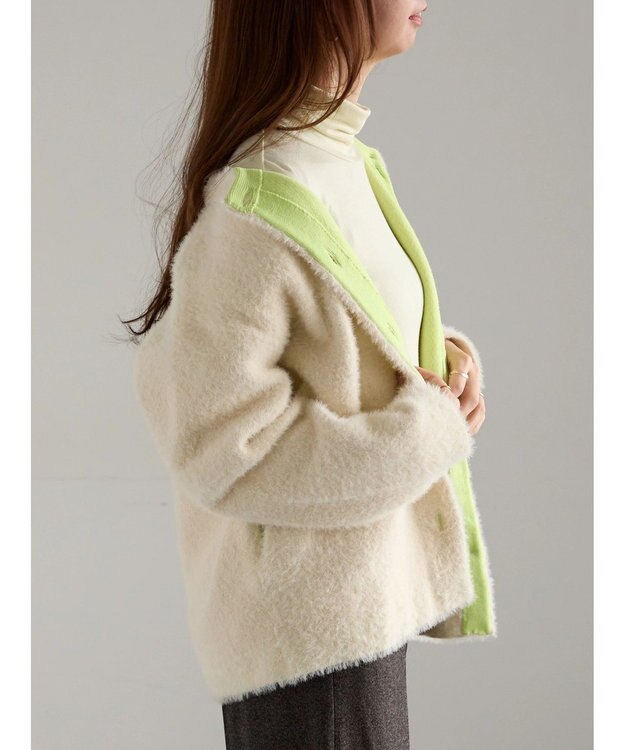 Te chichi ダブルフェイスフェザーカーディガン オフホワイト