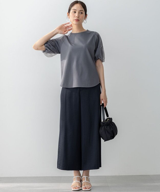 組曲 L 【WEB限定】チュールポンチドッキング Tシャツ グレー系