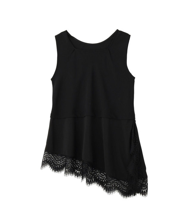 YECCA VECCA 2wayアシメデザインノースリーブブラウス Black