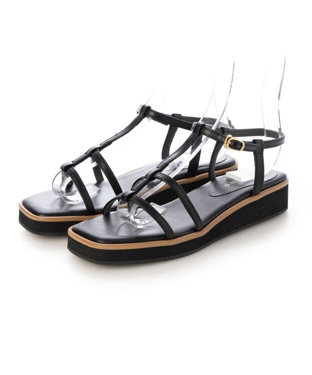 MODE ET JACOMO <carino>厚底Tストラップサンダル ブラック