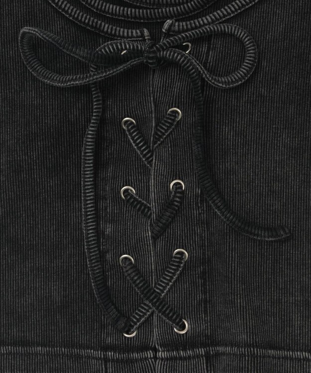 WEGO ヴィンテージライクレースアップT スミクロ