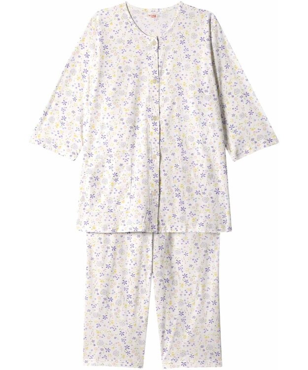 Wing 【数量限定　特別価格】 パジャマ 7分袖 8分丈 綿100％ 天竺素材 レディース EP8990 ウイング／ワコール パープル