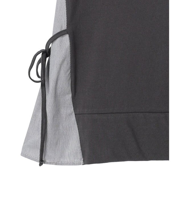 Green Parks 脇リボン５分袖布帛ドッキングプルオーバー Gray