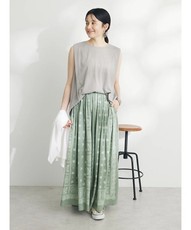 CRAFT STANDARD BOUTIQUE 肩タックノースリーブプルオーバー Gray Beige