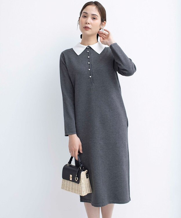 組曲 【新色追加！】Elena襟付き ニットワンピース グレー系8