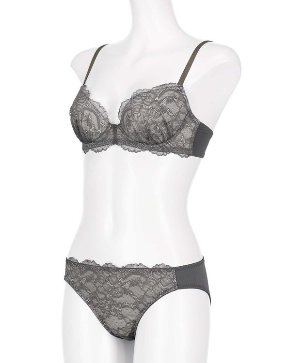 AMPHI ブラジャー ショーツセット まる胸メイク 推し活・推し事応援 Aカップあり 【ブラショーツセット】 上下セット ブラ BBJ201 アンフィ／ワコール ダークカーキ