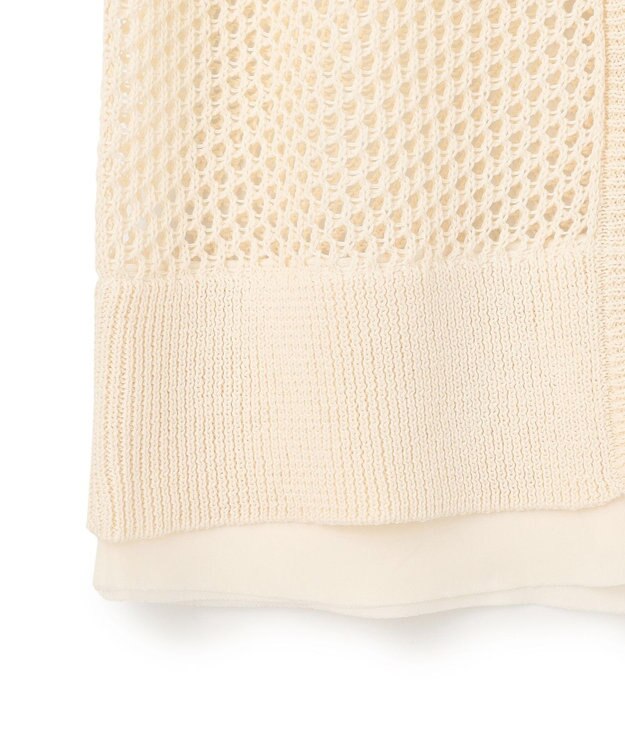 BEIGE， 【洗える】ALOE / コットンメッシュVネックミドル丈カーディガン Ecru