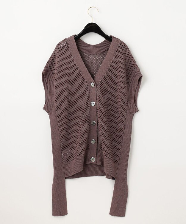 GRACE CONTINENTAL メッシュ2wayニットトップ ブラウン