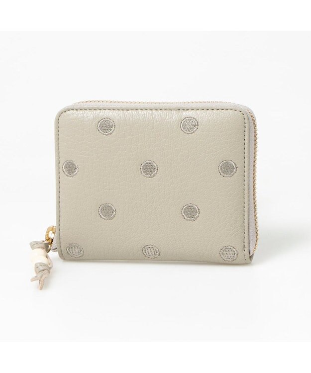 UNBILLION ペルケ perche / ドット刺繍ラウンドパームフィットウォレット グレードット