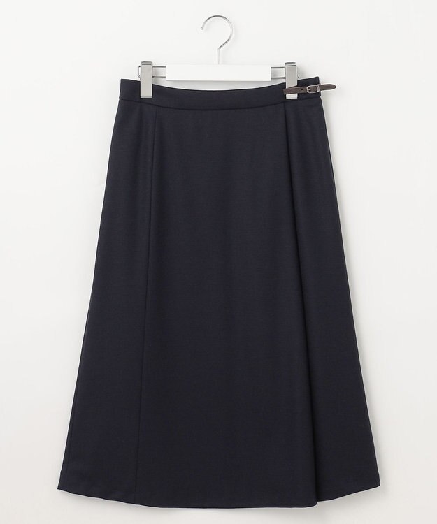 J.PRESS LADIES 【洗える】ウールスムース スカート ネイビー系