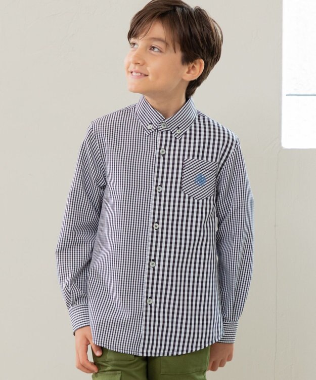 J.PRESS KIDS 【110-130cm】ギンガムチェック シャツ ブラック系3