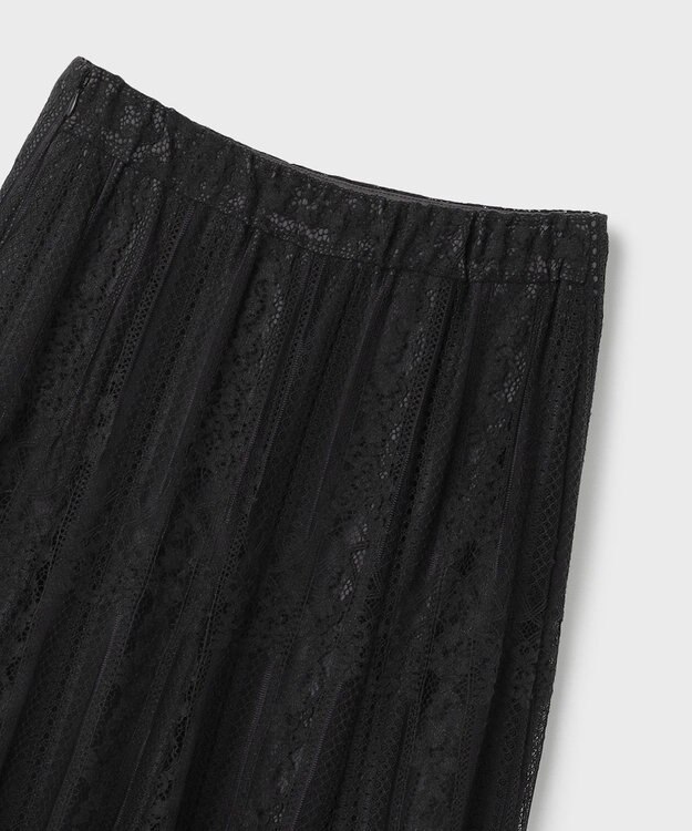 GRACE CONTINENTAL ストライプレースフレアスカート ブラック