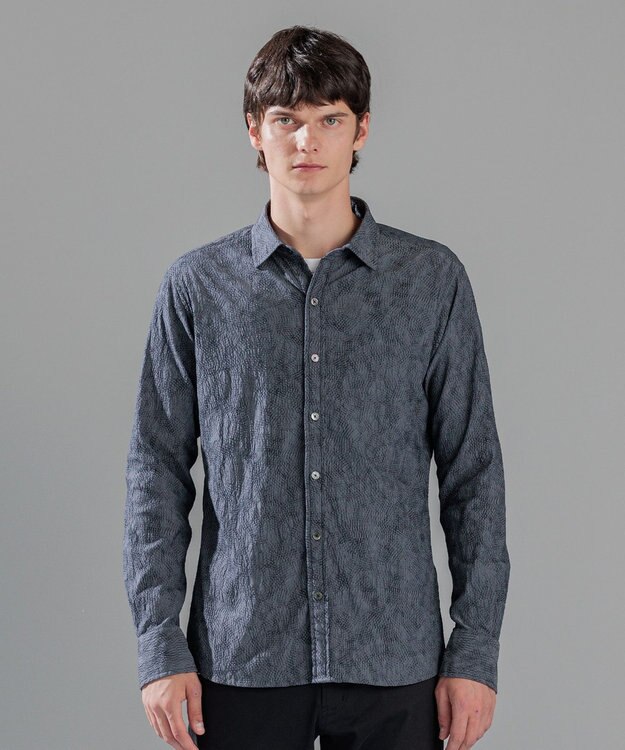 JOSEPH HOMME アブストラクトジャガード レギュラーカラーシャツ グレー系