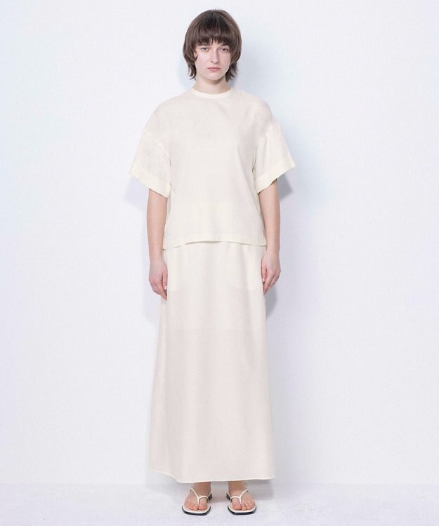 NAVE 【ReNAVE・セットアップ可/洗える/UVケア/接触冷感】フィブリルシャンブレー Aラインスカート アイボリー系