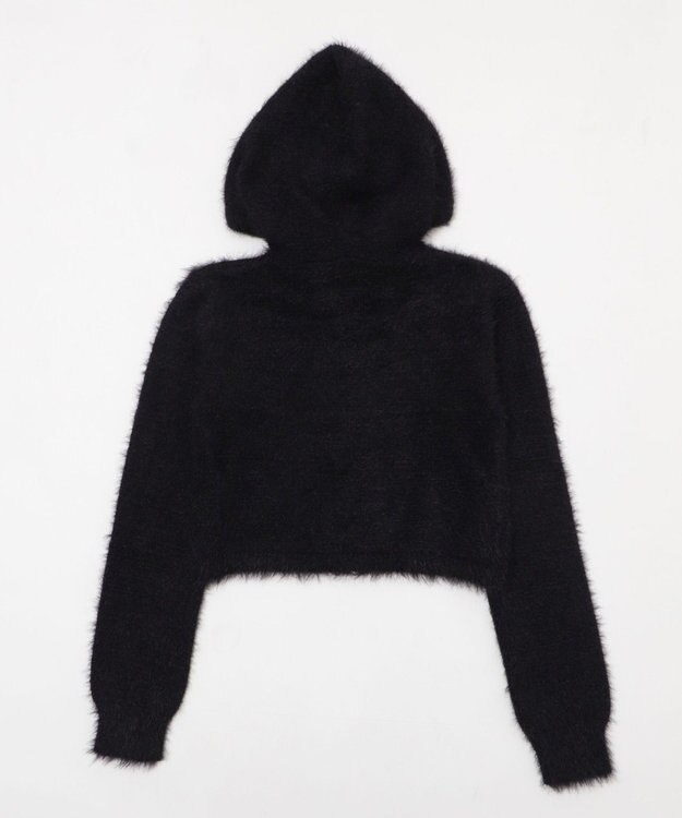 WEGO 【25秋冬新作】シャギーニットジップパーカー ブラック