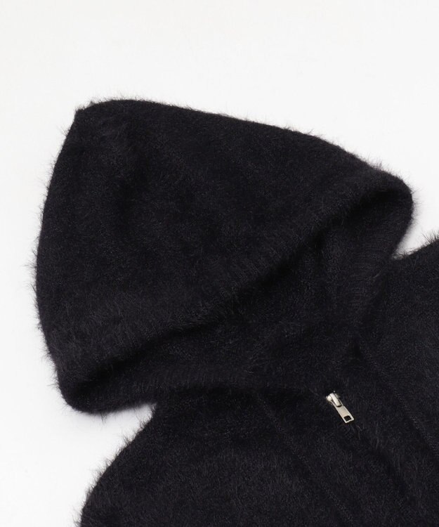 WEGO 【25秋冬新作】シャギーニットジップパーカー ブラック