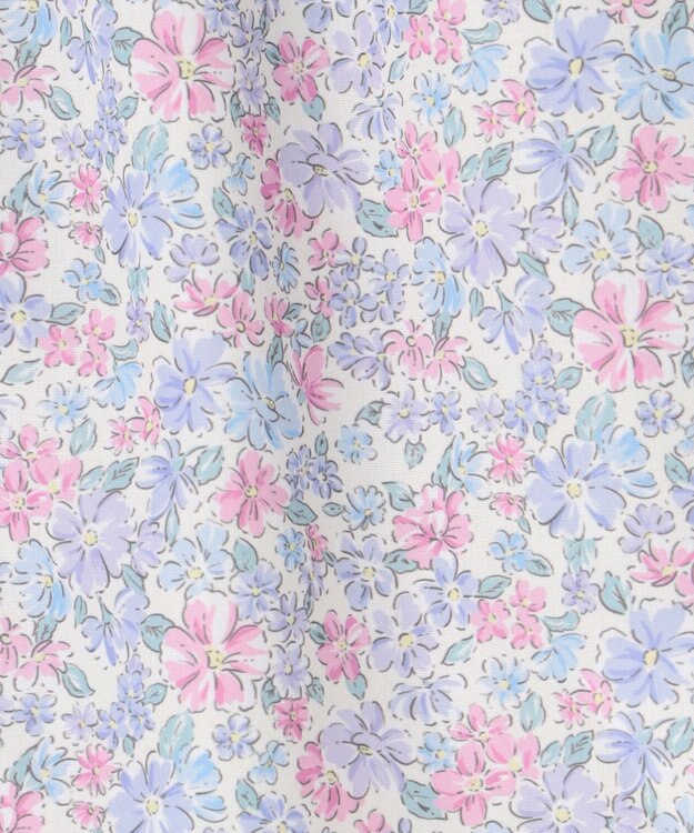 ANY KIDS オフショルダー フリル ブラウス サックスブルー系花柄