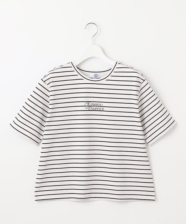 J.PRESS LADIES 【洗える】ロゴ Tシャツ オフ×ブラック系