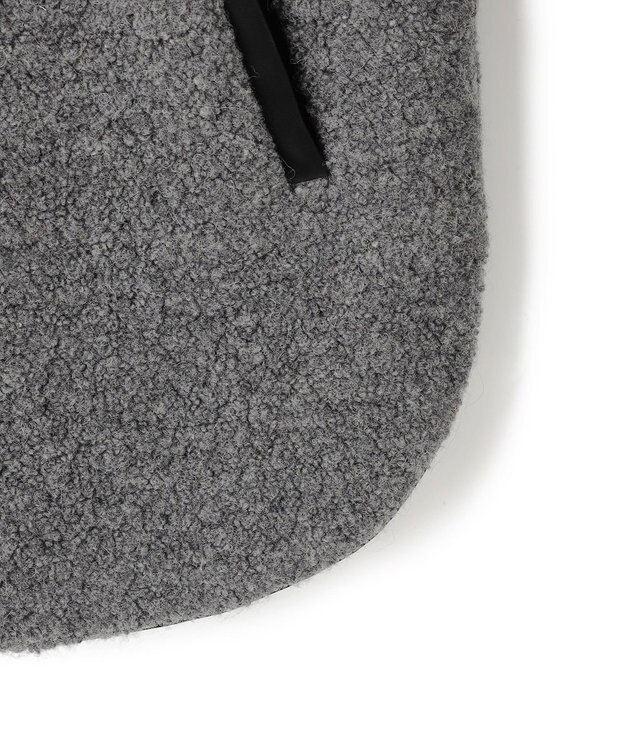 ICB 【リバーシブル着用可能】 ラミネートパイルキルト ミドル丈コート チャコール系