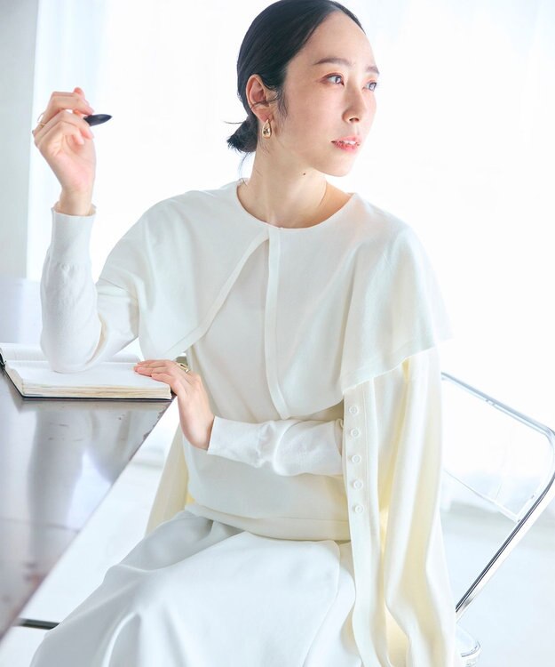 #Newans 【洗える】ケープカラープルオーバー ホワイト