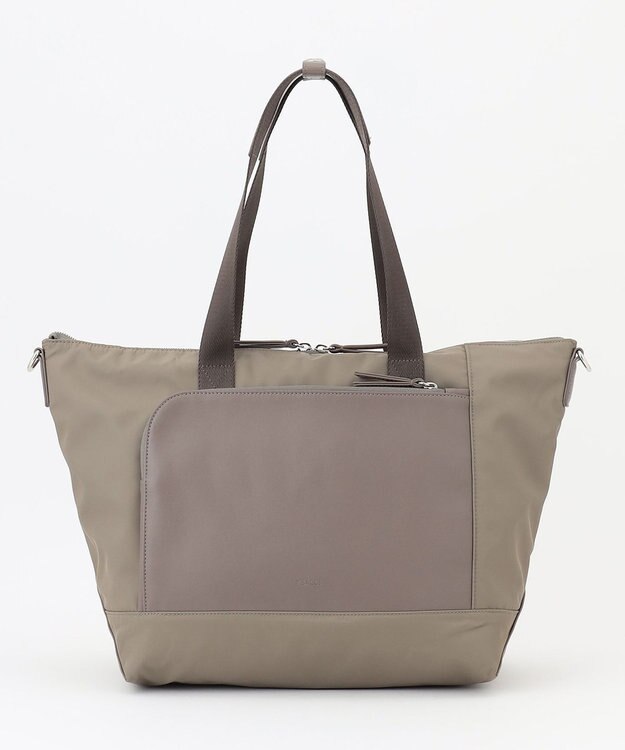 Y'SACCS ナイロン×リサイクルレザー　コンビマルチトート グレージュ