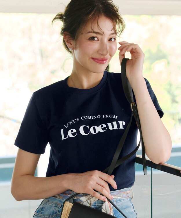 Tiaclasse 【洗える】シンプルロゴプリントTシャツ ネイビー（アーチロゴ）